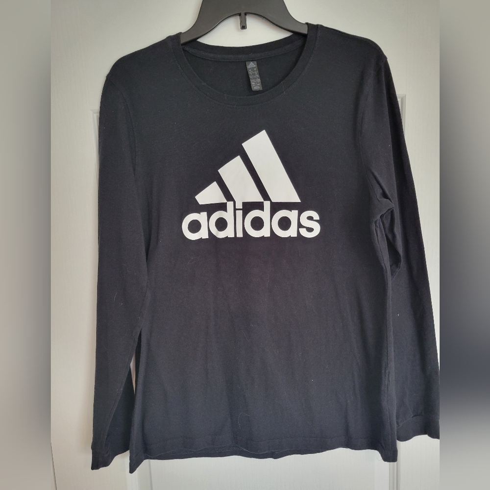 Adidas Light Long Sleeve, Black with White Logo, Size Large